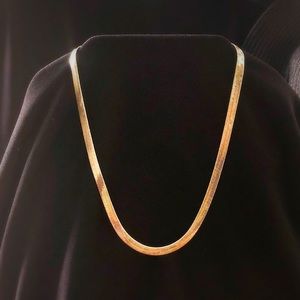 14k Gold Plated Herringbone Chain Necklace